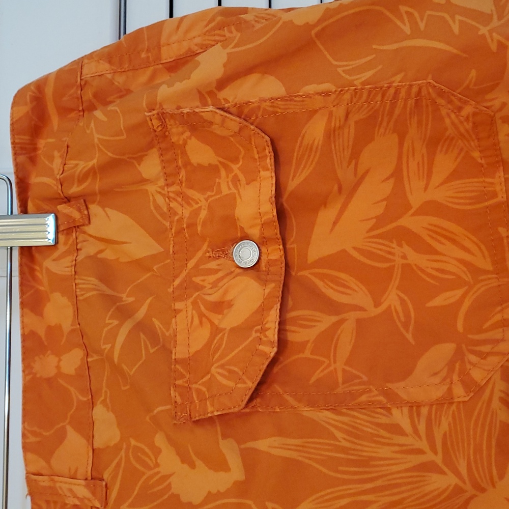 London Jeans Cargo Chinos Capris Pants Orange Floral, Size 14 - Picture 5 of 8